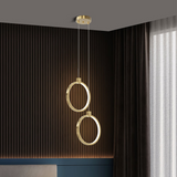 Elegant 2-Light Circle Pendant Lamp, Gold Brass Finish, Modern Kitchen Pendant Lighting 0