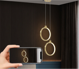 Elegant 2-Light Circle Pendant Lamp, Gold Brass Finish, Modern Kitchen Pendant Lighting 4