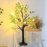 Festive Green Leaves LED Christmas Tree Lights - Warm White, Battery Operated 5