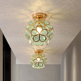 Floral Glass Ceiling Light Fixture - Unique Flush Mount Design for Hallway 2