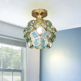 Floral Glass Ceiling Light Fixture - Unique Flush Mount Design for Hallway 3