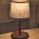 Gentle Glow - Nordic Walnut Floor Lamp with Fabric Shade & LED Lights 0