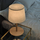 Gentle Glow - Nordic Walnut Floor Lamp with Fabric Shade & LED Lights 4