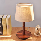 Gentle Glow - Nordic Walnut Floor Lamp with Fabric Shade & LED Lights 5