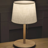 Gentle Glow - Nordic Walnut Floor Lamp with Fabric Shade & LED Lights 9