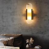 Melange - Elongated Alabaster Wall Lamp with Brass Accents 0