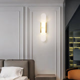 Melange - Elongated Alabaster Wall Lamp with Brass Accents 6