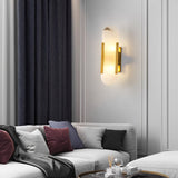 Melange - Elongated Alabaster Wall Lamp with Brass Accents 9