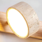 Misterlamp - Travertine Duo Wall Light with LED and Wood Accents 7