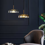 Solara Modern Brass and Glass Pendant Light with Integrated LED 7