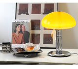 Bauhaus Inspired Table Lamp with Amber Glass Shade - Modern Desk & Bedside Lamps 7