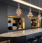 Elegant Gray Glass Pendant Light - Adjustable Kitchen Hanging Lighting 2