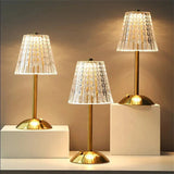 Elegant Touch-Activated Golden Crystal Table Lamp with Dimming Function 1