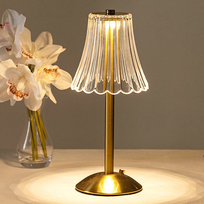 Elegant Touch-Activated Golden Crystal Table Lamp with Dimming Function 7