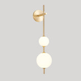 Elegant Vertical Globe Wall Lamp with Gold Finish & Integrated LED 0