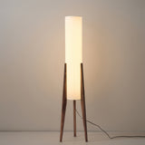 Elegant Walnut Modern Floor Lamp - Solid Wood Design with Fabric Shade 0