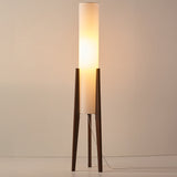 Elegant Walnut Modern Floor Lamp - Solid Wood Design with Fabric Shade 1