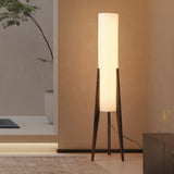 Elegant Walnut Modern Floor Lamp - Solid Wood Design with Fabric Shade 2