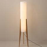 Elegant Walnut Modern Floor Lamp - Solid Wood Design with Fabric Shade 5