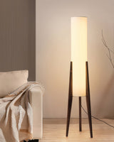Elegant Walnut Modern Floor Lamp - Solid Wood Design with Fabric Shade 6