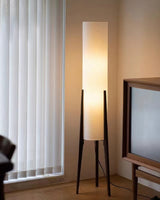 Elegant Walnut Modern Floor Lamp - Solid Wood Design with Fabric Shade 8