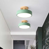Elegant Wooden Flush Mount LED Ceiling Light Fixture with Dimmable 36W Bulb 6