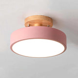 Elegant Wooden Flush Mount LED Ceiling Light Fixture with Dimmable 36W Bulb 8