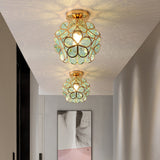 Floral Glass Ceiling Light Fixture - Unique Flush Mount Design for Hallway 0