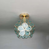 Floral Glass Ceiling Light Fixture - Unique Flush Mount Design for Hallway 4