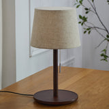 Gentle Glow - Nordic Walnut Floor Lamp with Fabric Shade & LED Lights 2
