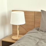 Gentle Glow - Nordic Walnut Floor Lamp with Fabric Shade & LED Lights 3