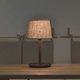 Gentle Glow - Nordic Walnut Floor Lamp with Fabric Shade & LED Lights 7