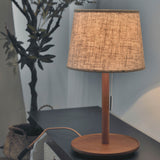 Gentle Glow - Nordic Walnut Floor Lamp with Fabric Shade & LED Lights 8