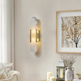 Melange - Elongated Alabaster Wall Lamp with Brass Accents 3