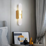 Melange - Elongated Alabaster Wall Lamp with Brass Accents 4