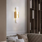 Melange - Elongated Alabaster Wall Lamp with Brass Accents 8