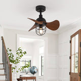 Modern Dark Walnut Ceiling Fan with Integrated Lights and Remote Control 0
