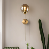 Modern Smoky Glass Wall Sconce Lighting with Gold Metal Frame 1