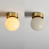 Moon Glow - Elegant Alabaster Flush Mount Ceiling Light with LED 4
