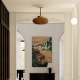 Vintage Semi Flush Ceiling Light Fixture - 11 Orange Dome Glass Shade 2