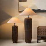 Weathered Wood Modern Floor Lamp - Rustic Standing Lamp for Living Room 0